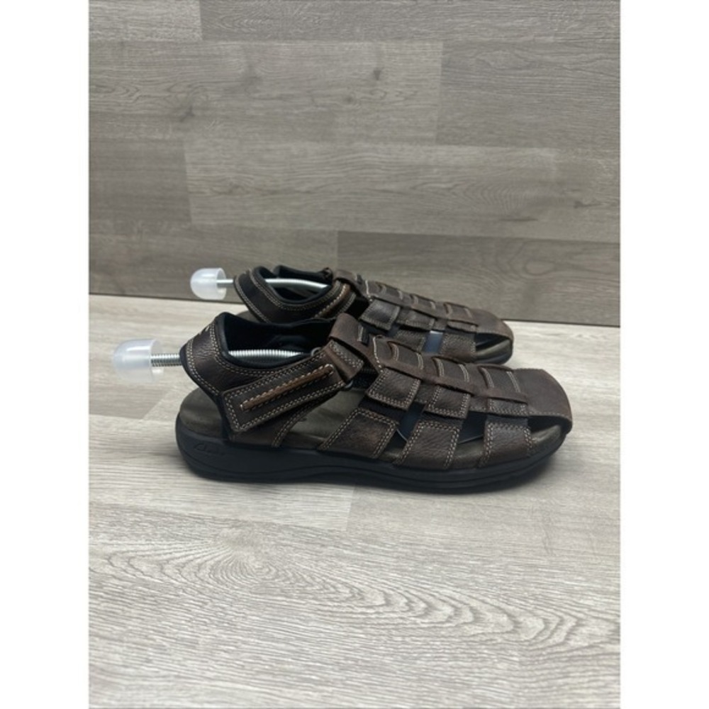 CLARKS Walkford Fisherman Sandals Men's Size 11 M Brown Leather Boat Shoes - Picture 7 of 12